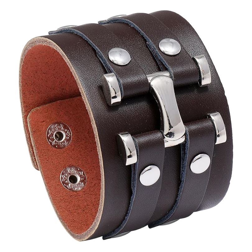 Europe and the United States new jewelry manufacturers supply punk style exaggerated personality cowhide bracelet trend wide leather men's bracelet