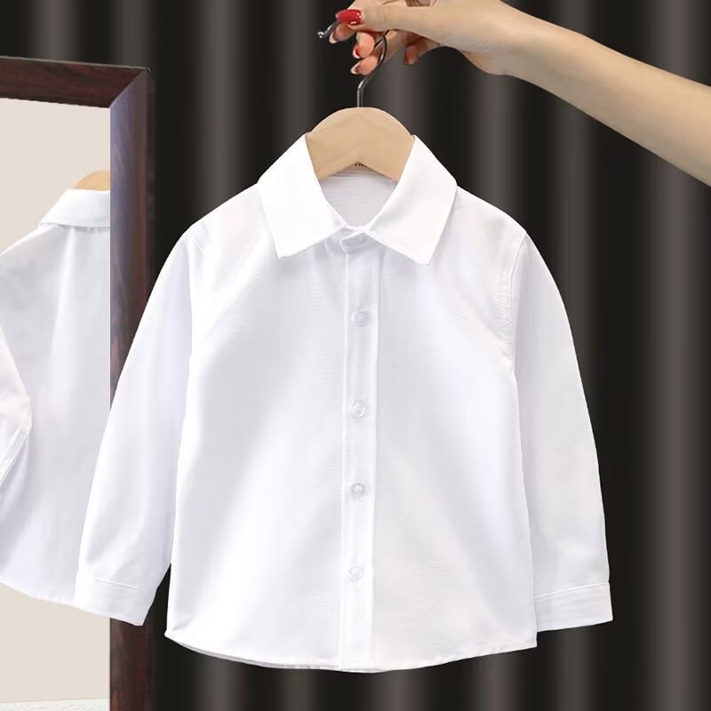 Picture of Children's White Shirt for Boys 2025 New Long-Sleeved Spring and Autumn New Style Primary School Uniform for Older Girls White Shirt