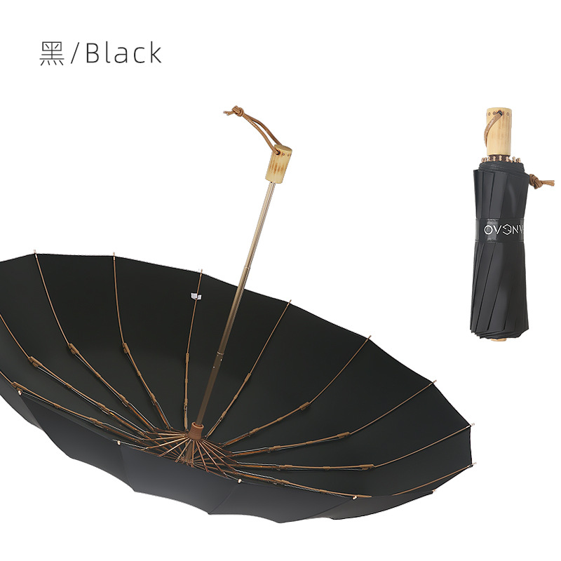 Picture of Large wholesale 16 bone automatic long handle umbrella sunshade sunscreen straight rod umbrella men's and women's dual-use umbrella customized advertising