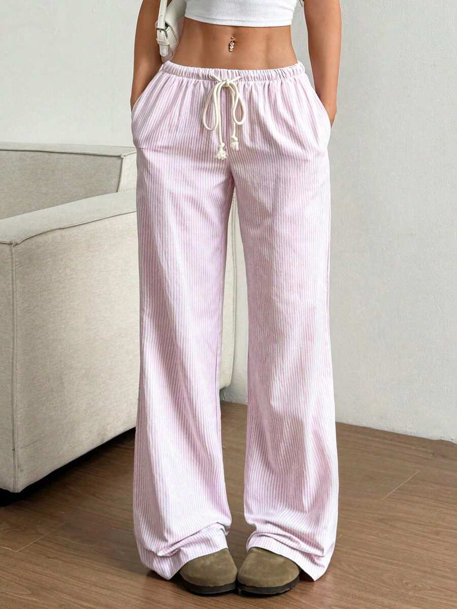 Picture of 2025 European and American/Xiyin/Temu Amazon/Autumn New Women's Clothing Stripesd Sweet Wide-Leg Pants Floor-Length Casual