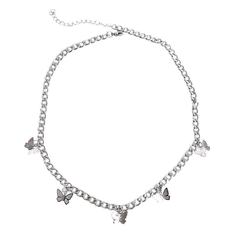 Korean style ins multiple titanium steel Elegant Butterfly necklace female trendy temperament niche design cold style clavicle chain