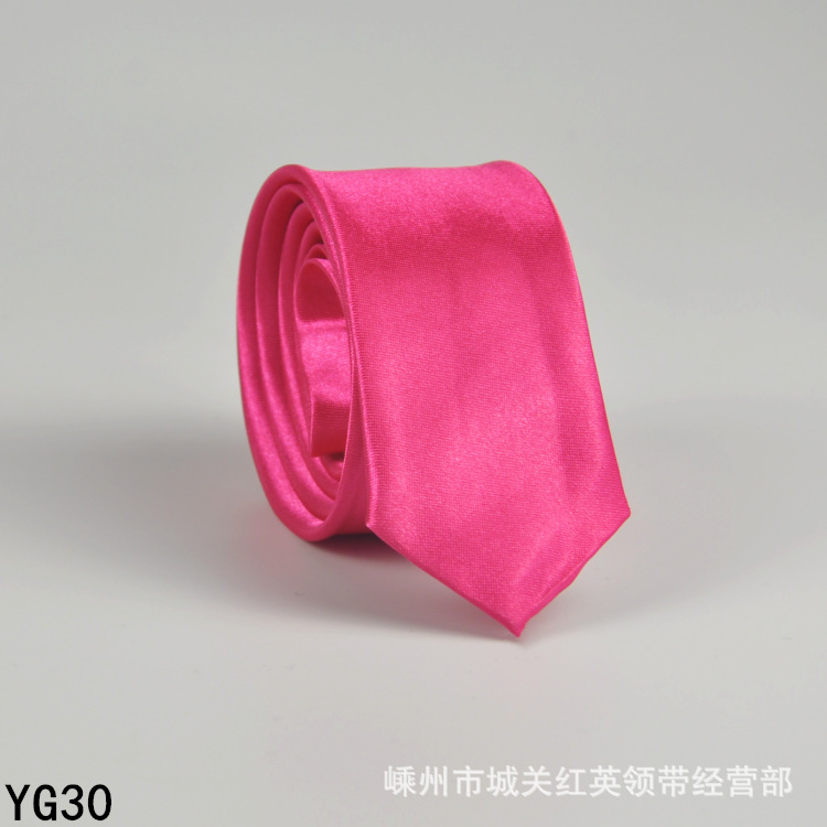 Picture of Solid color tie men's casual 5cm Korean style artificial silk narrow tie for workplace wedding business administrative wholesale