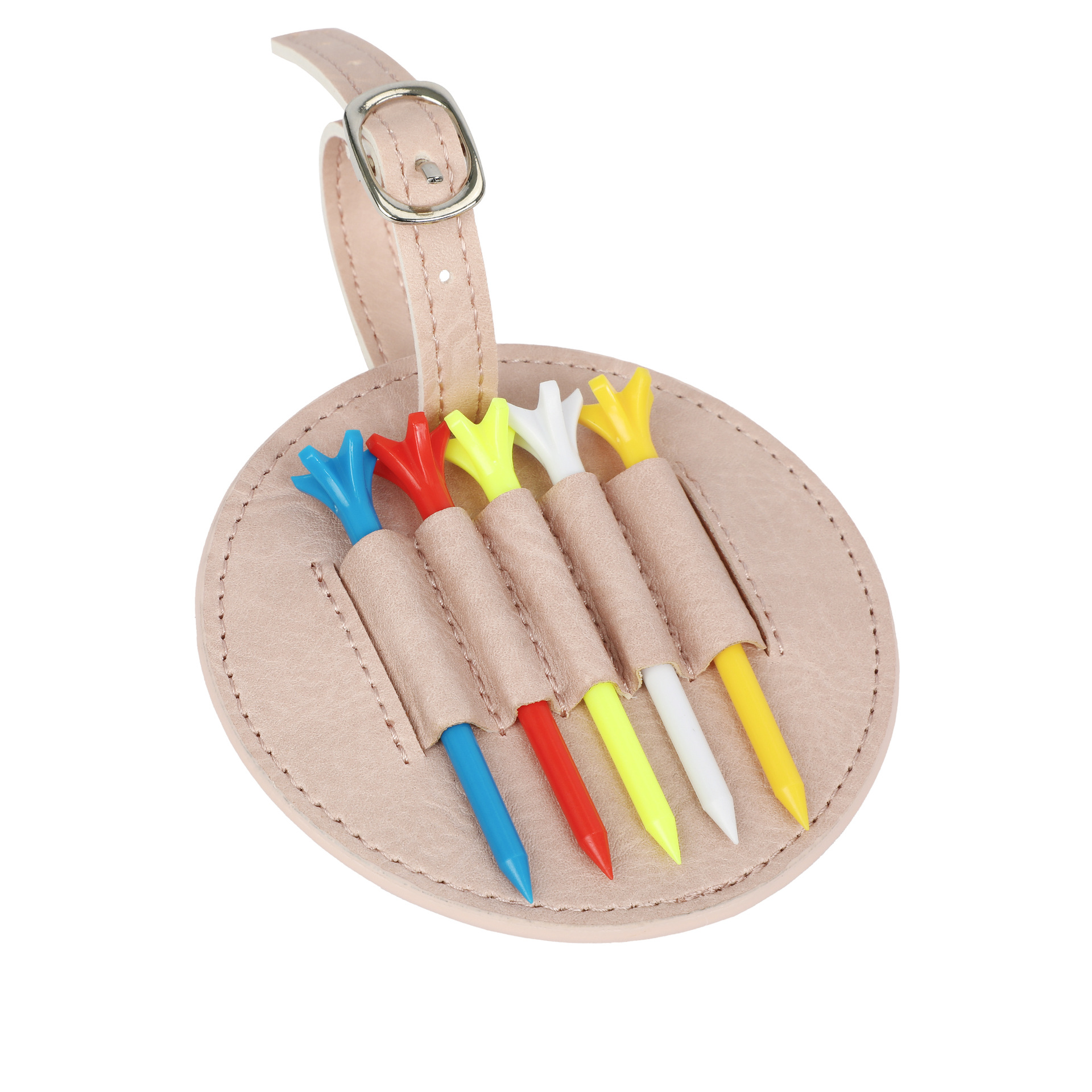 New golf nail holder ball nail storage leather case with 5 plastic pentagonal ball nail golf accessories