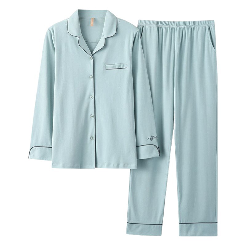 Pajamas Women's Spring and Autumn 100 Cotton Long Sleeve Large Size All Cotton Plus Size Loose Home Suit for Spring and Summer