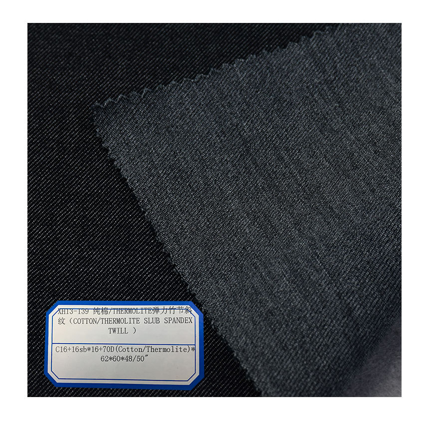 Pure Cotton thermolite Stretch Bamboo Twill 70D Weft Elastic Fabric Pants Jacket Suit Fixture Fabric