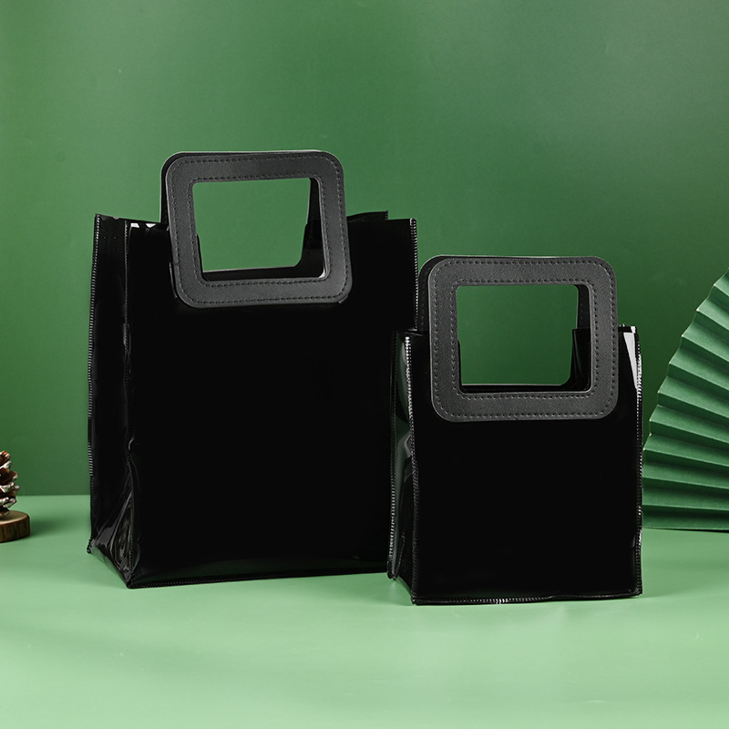PVC black plastic handbag wholesale packaging gift gift gift transparent frosted bag clothing store transparent bag