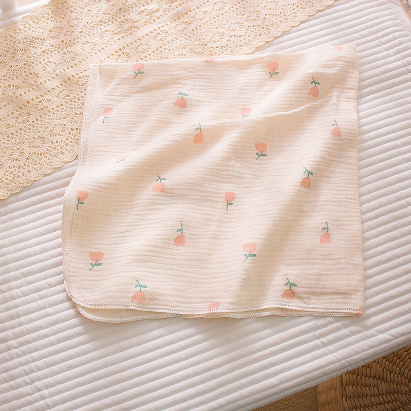 Picture of 2-layer cotton gauze delivery room single-layer double-layer printed wrinkled gauze baby home clothes saliva towel quilt blanket bath towel