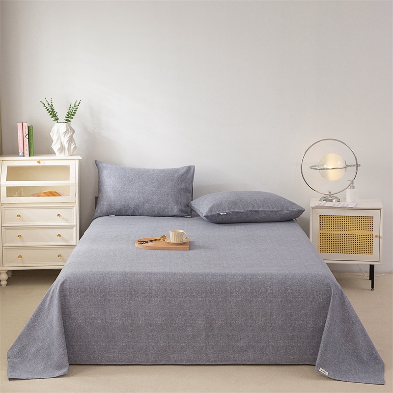 Picture of Cotton Thickened Old Coarse Cloth Bed Sheet Single Piece 100 Cotton Mat Linen Cotton Linen Single Dormitory Three-Piece Set
