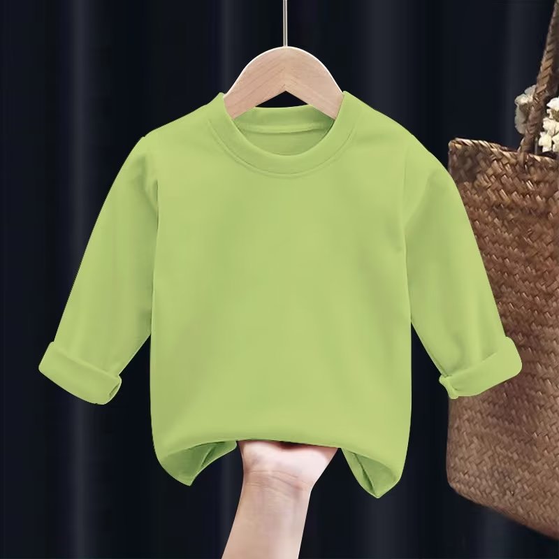 Spring and Autumn Children's solid color long sleeve half turtleneck top simple baby bottoming T-shirt boy middle and big children's top female