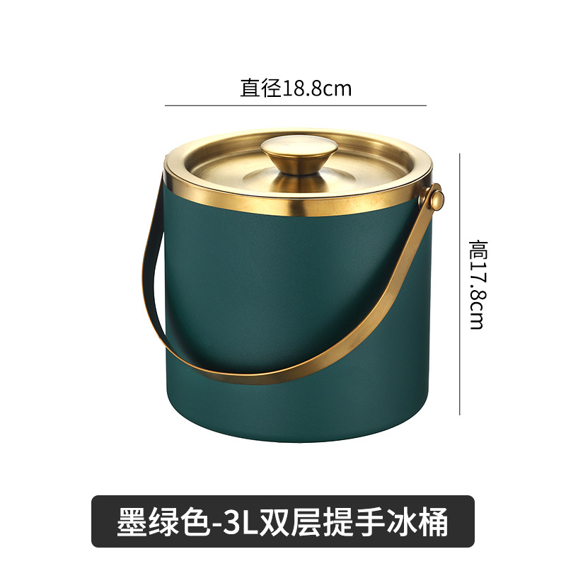 Picture of Amazon Stainless Steel Double-Layer Ice Bucket Bar Champagne Red Wine Beer Commercial Ice Bucket Stainless Steel Bucket