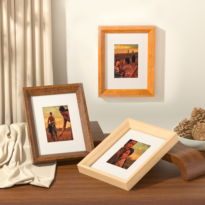 Casual Wooden Wedding Photo Puzzle Frame Photo Frame Ornaments Table Creative Wall Hanging Desktop Photo Frame Ornaments Mirror Frame