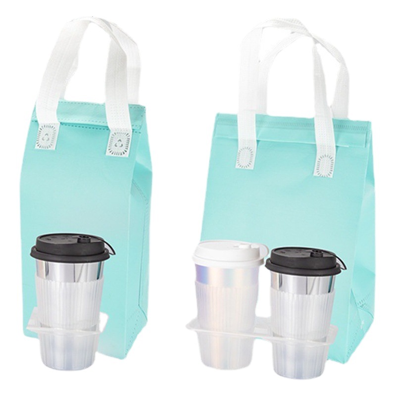 Trumpet flower non-woven fabric takeaway packing bag fast food soup porridge packaging handbag aluminum foil insulation waterproof 500 PCs