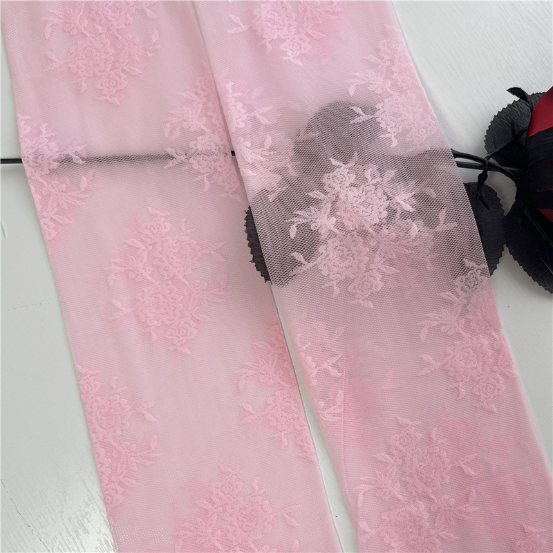 Picture of Retro Rose White Stockings women's summer thin black silk anti-snagging jacquard pantyhose Sweet Sexy