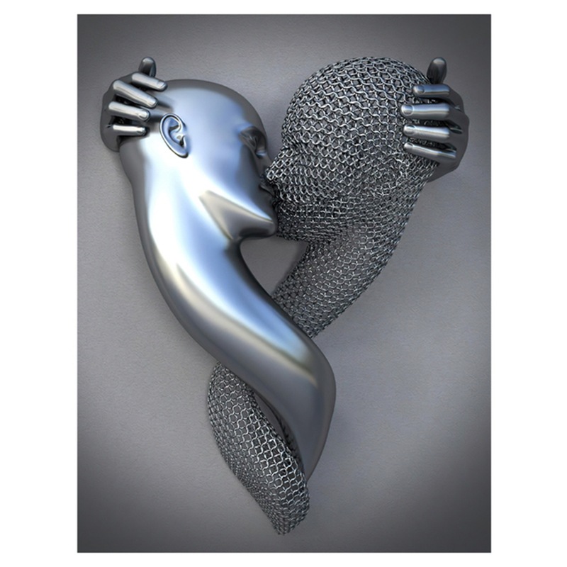 Picture of Scandinavian Home Decoration Canvas Painting Metal Character Statue Poster Hanging Painting Wall Frameless Painting Core Creative Metal
