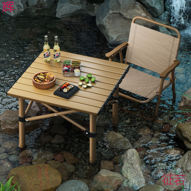 Folding table portable outdoor camping table and chair combination picnic table egg roll table barbecue table for night market stall table