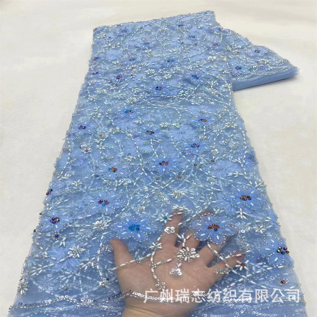 2024 New Arrival Heavy Industry Embroidery Bead Embroidery Size Sequin Embroidery Women's Skirt Shirt Strap Evening Dress Beaded Embroidered Fabric