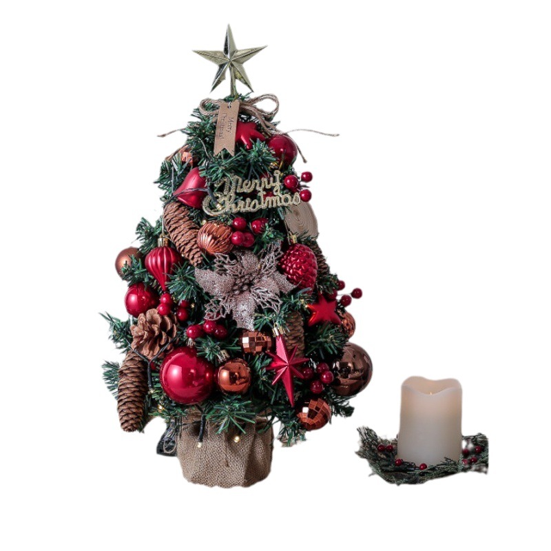 Set light-emitting mini Christmas tree Christmas decoration supplies home dining table counter desktop decoration ornaments