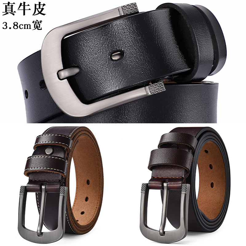Men's Vintage Genuine Leather Belt, Extra Long 140cm, Pure Cowhide 170cm, Large Size Pin Buckle Belt, Artistic Retro Style
