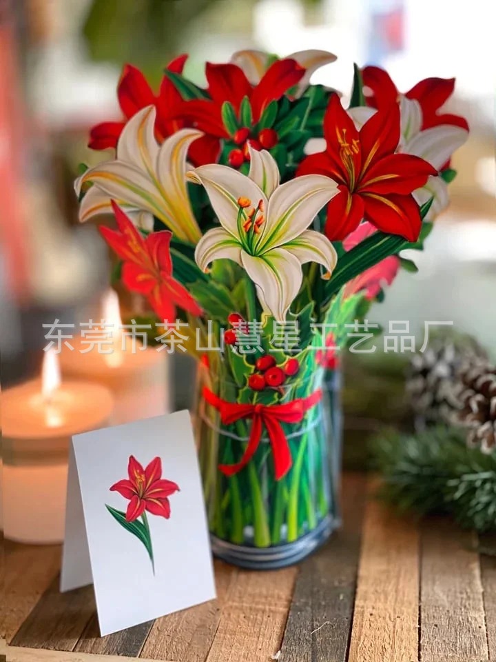Picture of 3D Greeting Card Valentine's Day Mother's Day Paper Hand-Held Flowers Thank You Blessing Gift Manufacturer Wholesale Holiday Limited Edition