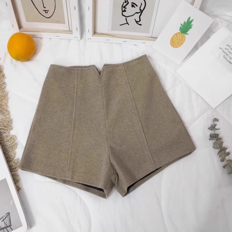 Picture of Black Woolen Shorts with Long Boots Women's Autumn High Waist A- Shoes Winter Outer Wear Base Boots Pants for Small