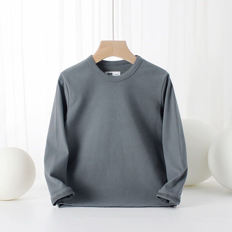 Picture of Spring and autumn children's clothing Korean new boys bottoming shirt girls cotton stretch solid color long sleeve children's T-shirt wholesale