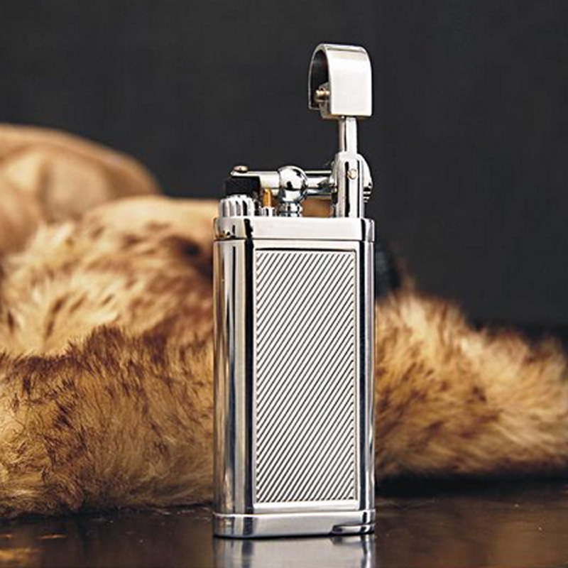 Picture of Grinding wheel open flame cigarette lighter gas creative inflatable Langsheng oblique fire lighter metal pipe mini lighter gift