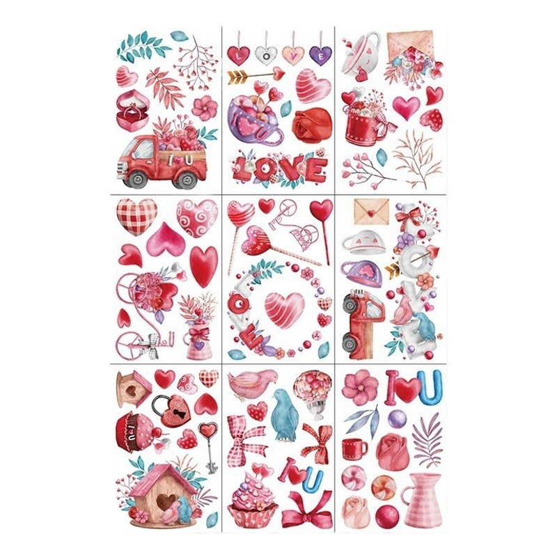 2025 Cross-Border Valentine's Day Static Sticker Creative Valentine's Day Store Love Rose Valentine's Day Decorative Glass Window Sticker