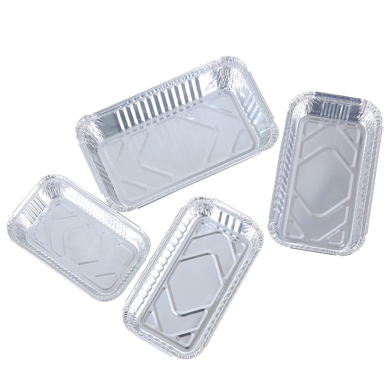 Picture of Disposable tin paper box rectangular barbecue tray oven baking crayfish take-out packing box aluminum foil lunch box
