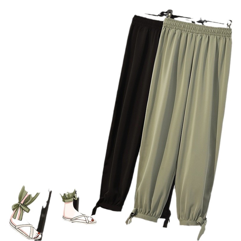 Large Size Women's Clothing Summer Chubby Girl Fashionable Loose Age-reducing Strap Loose Loose Waist Carrot Pants Thigh Thick Women's Trousers