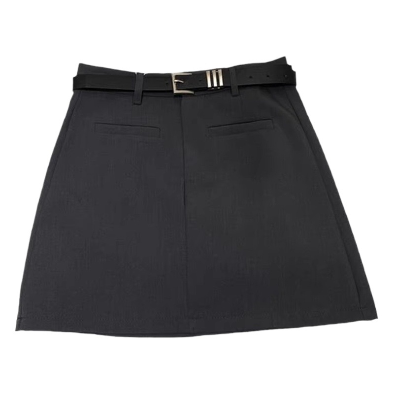 Grey Hip Skirt Women's Spring New High Waist Slimming Fashion Spice Girls Ins Super Hot A- line Suit Skirt