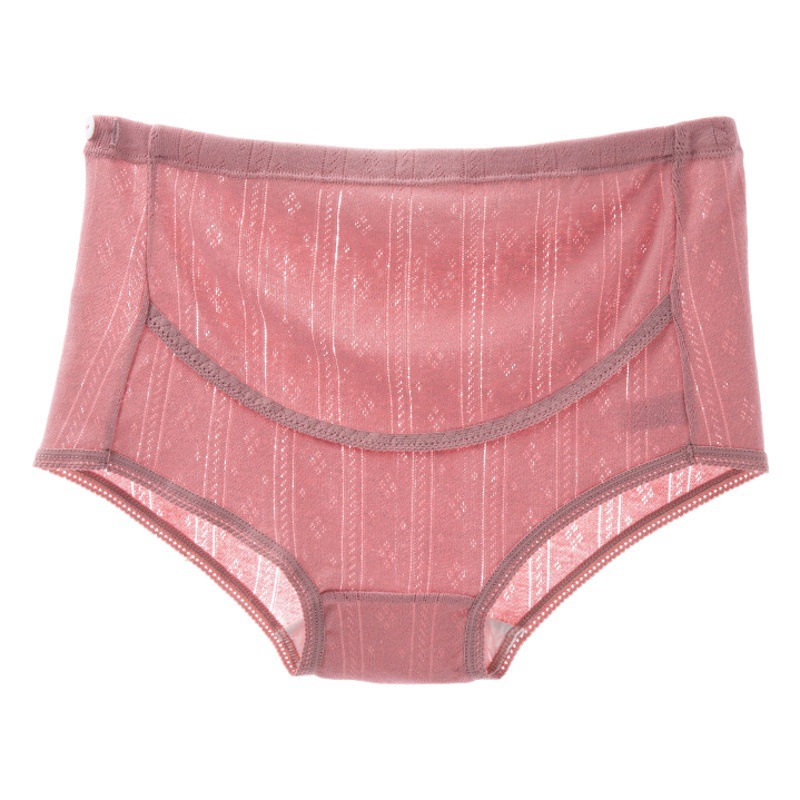 Plus size solid color high waist thread breathable hole maternity underwear comfortable belly support middle and late pregnancy hip lifting adjustable underwear