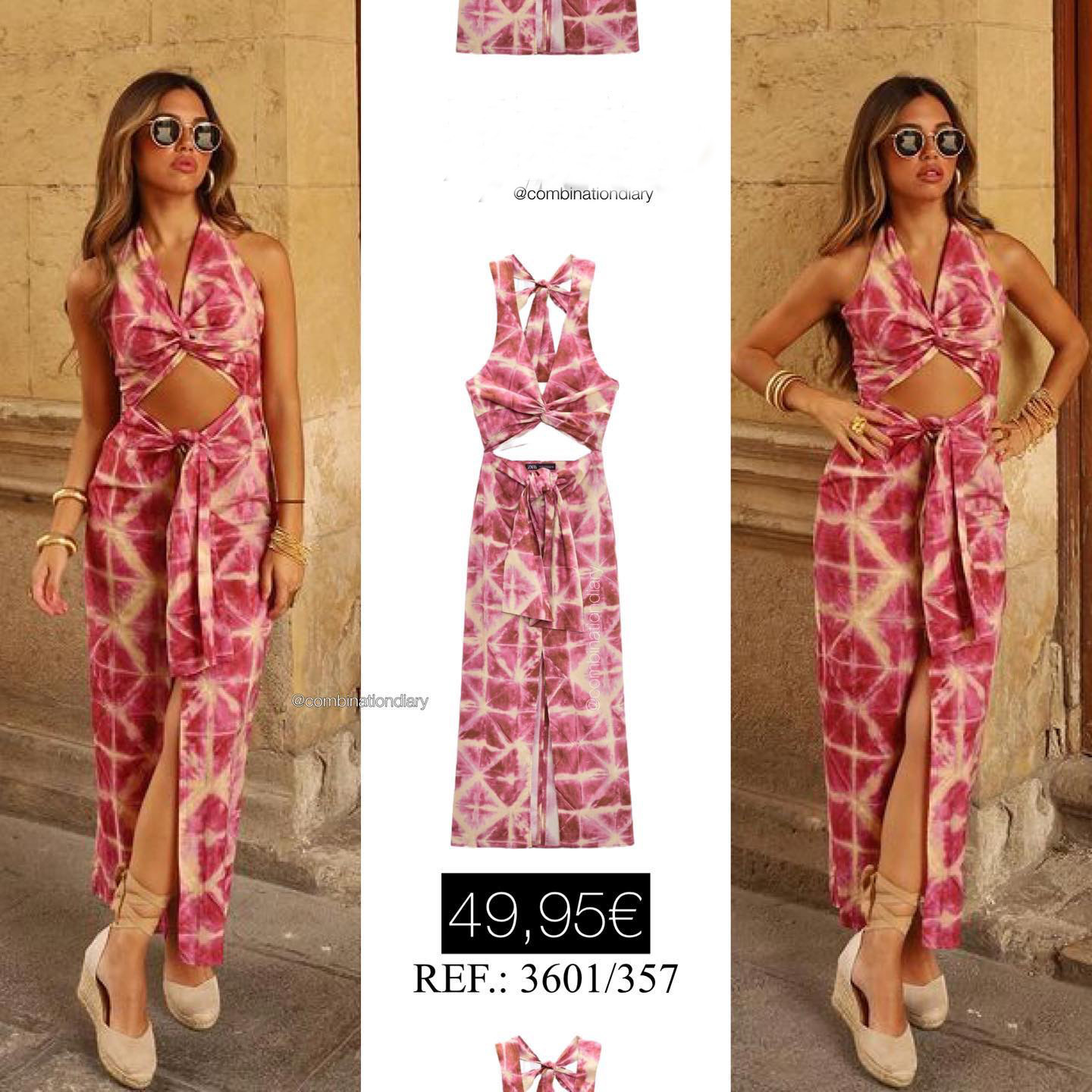 2023 European and American style summer women's new knot hanging neck dress 9475 fresh fashion sexy fashion temperament