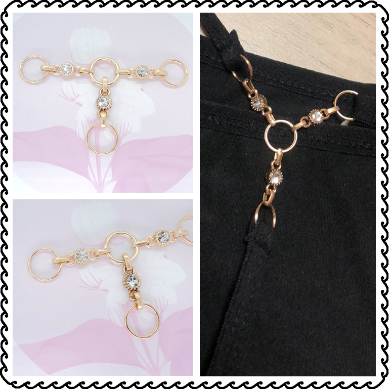 New European and American bikini shoulder strap diamond non-slip alloy back chain fun thong jewelry diamond T-chain