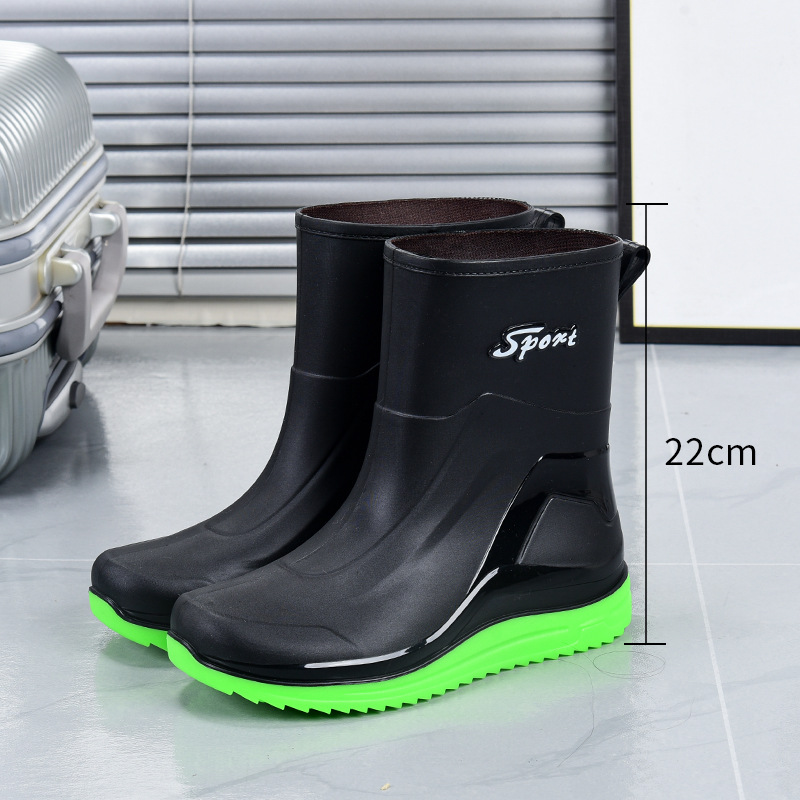 Picture of Fashion mid-barrel rain shoes men's non-slip water shoes warm short barrel rain boots men's bunched water boots wholesale rubber shoes men's cross-border