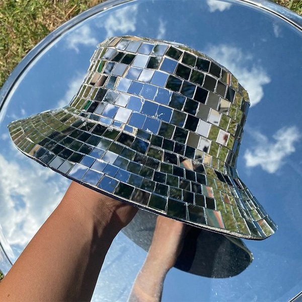 New Spot Disco Bucket Hat Disco Fisherman Hat Party Decorative Glass Sequin Hat