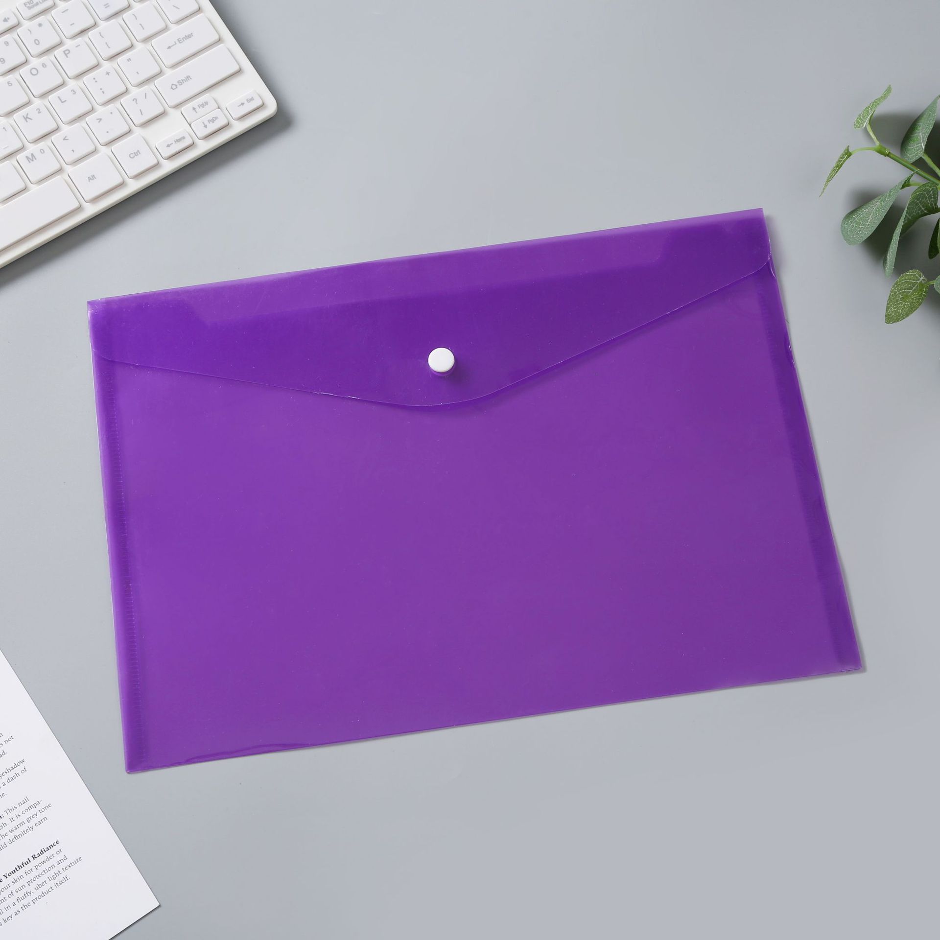 Picture of Transparent snap file bag a4 a5 pp plastic student file storage bag color folder wholesale can be set