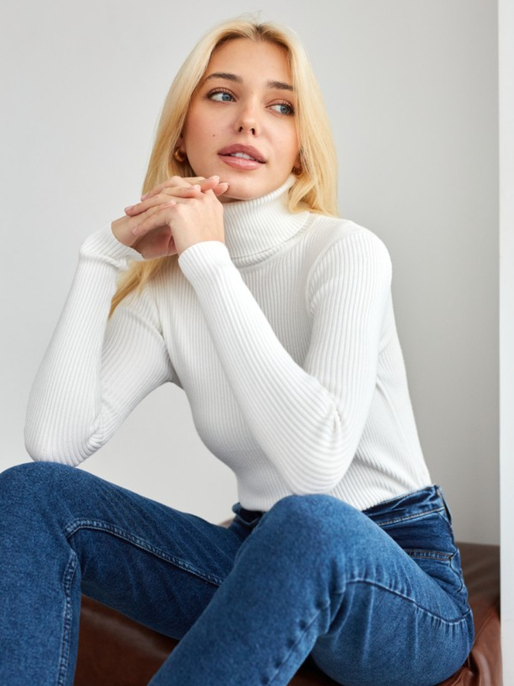 Picture of Cross-Border Turtleneck Knitwear Knitted Bottoming Shirt European and American 2025 Amazon Autumn Knitwear Turtleneck Pullover Knitwear for Women