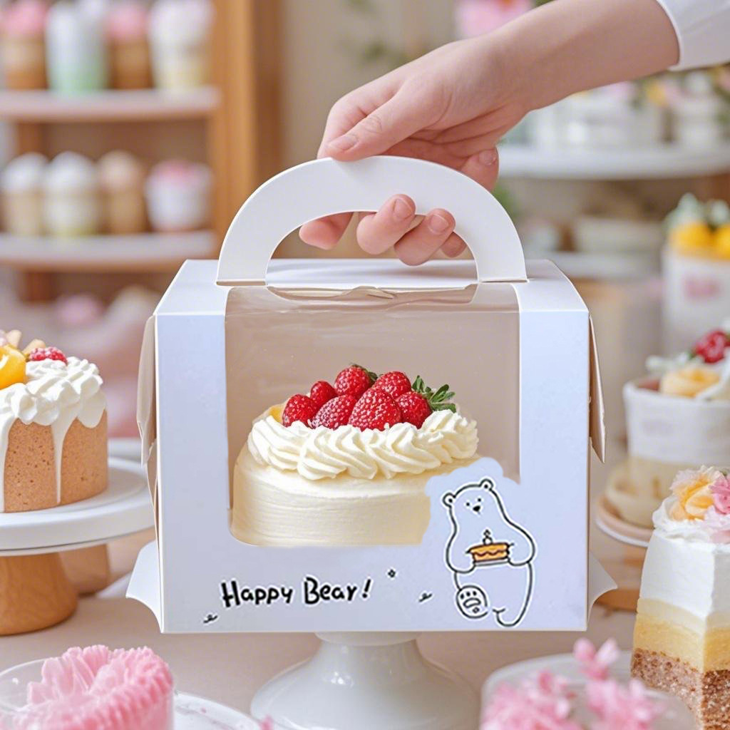 Four-inch cake packaging box portable 4-inch six-inch packing box four-inch five-inch one-piece box wholesale dessert birthday box
