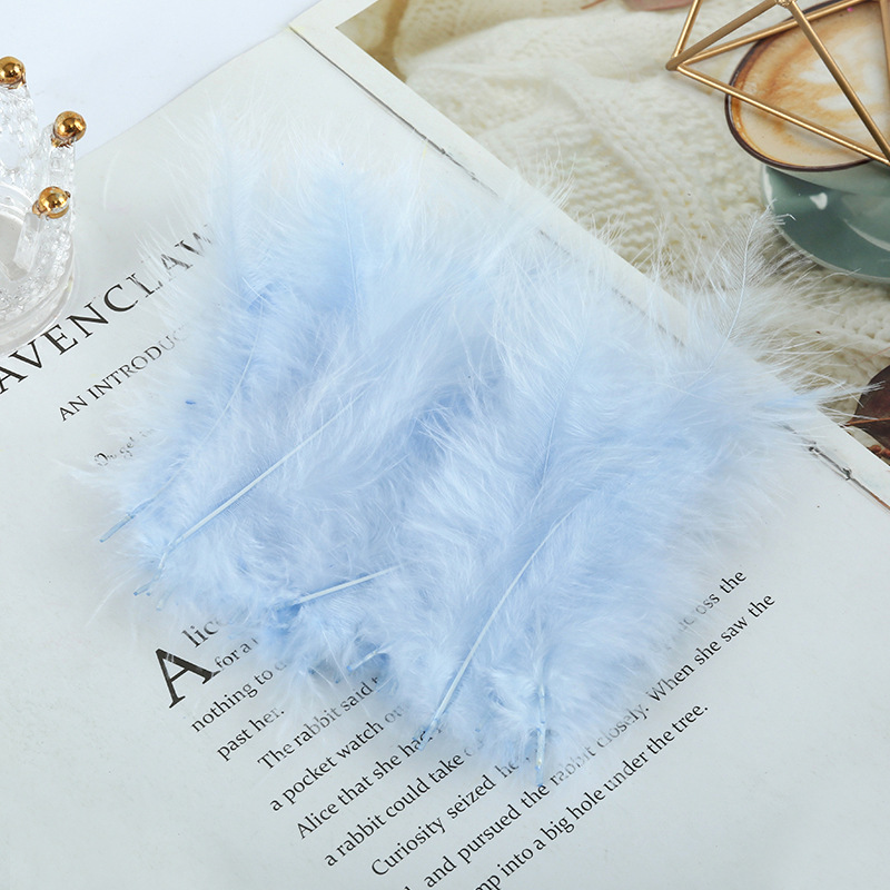Picture of Feather decoration color turkey feather pointed tail velvet dream catcher net material wave ball gift box filler shooting props