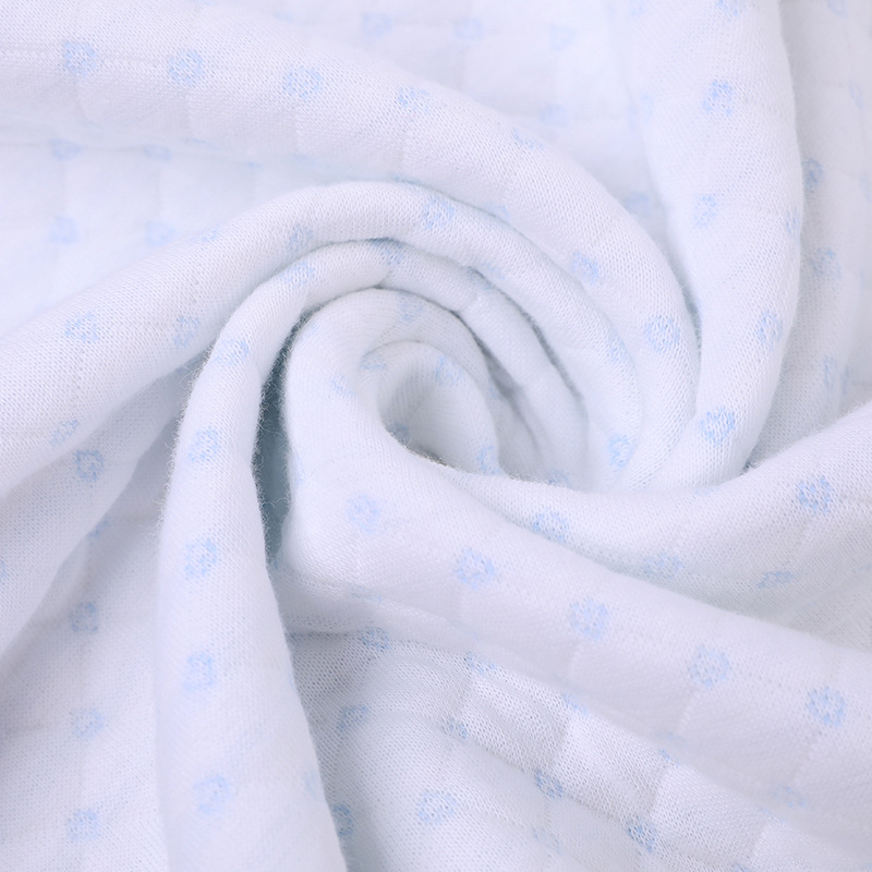 Picture of Shu cotton jacquard air layer two-sided cotton silk air layer baby sleeping bag crawling tire cap three-layer cotton fabric