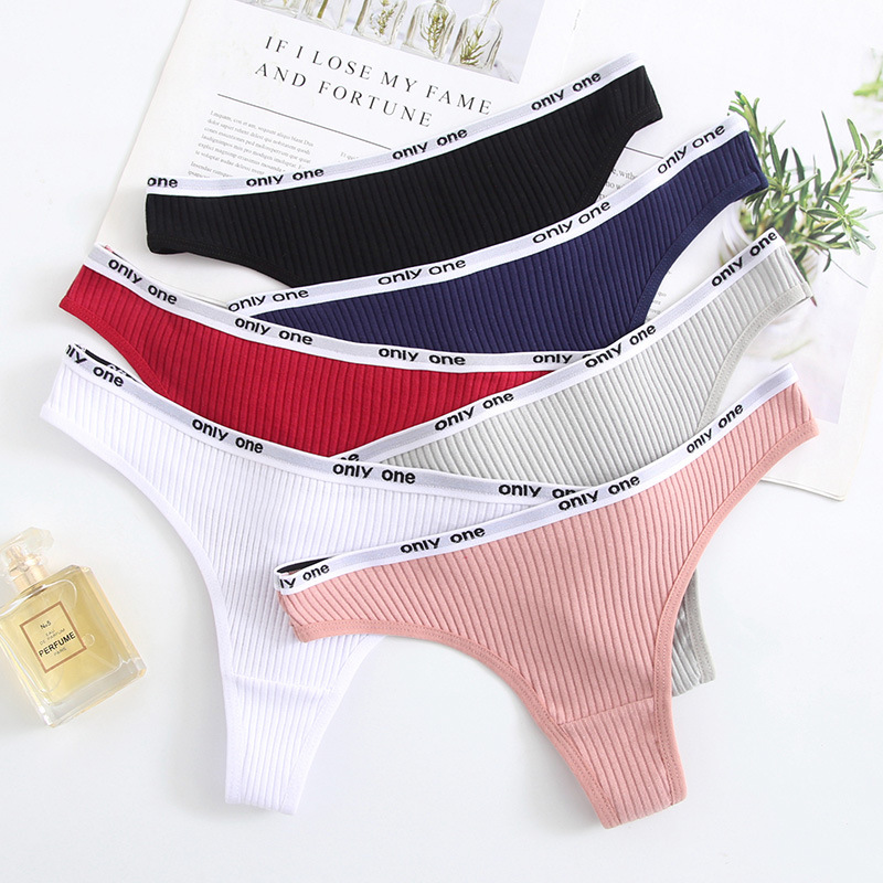 7 Color Women's Underwear Women's Pure Cotton Sexy Sexy Attraction Sexy Mid-Waist European Size Threaded Thong plus size