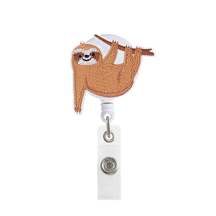 Picture of Amazon spot hot-selling felt embroidery sloth telescopic easy pull-up easy pull-up easy pull-up cloth sticker badge buckle