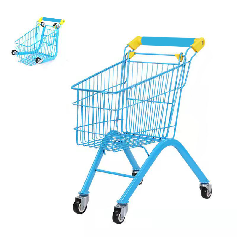 Picture of Children's shopping cart baby toy snack cart supermarket small iron cart play house hand push storage cart can be sent on behalf
