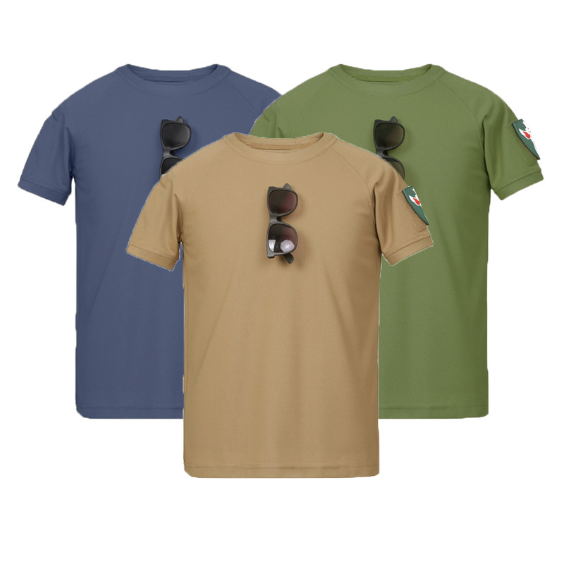 Picture of Summer Elastic Short-Sleeved T-Shirt Men's Loose Large Size Tactical Short-Sleeved Elastic Quick-Drying Military Fan Training Uniform T-Shirt