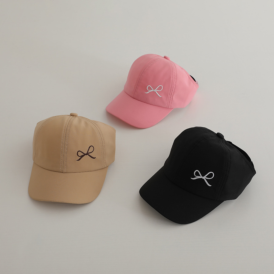Picture of Embroidered Baby Hat Summer Thin Big Brim Sunshade Sun Protection Pony Tail Half-Hallot Cap Girls Baseball Cap