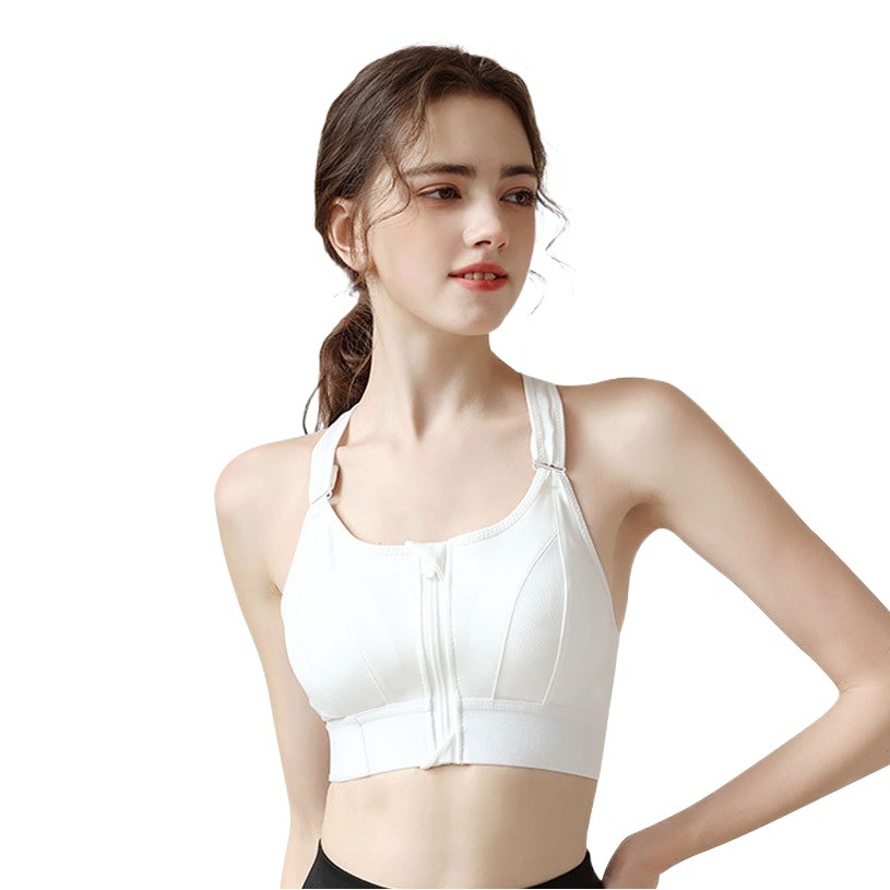 New Adjustable Front Zipper Sports Bra Shockproof No Steel Ring Vest Yoga Cross Beauty Back Underwear for Women