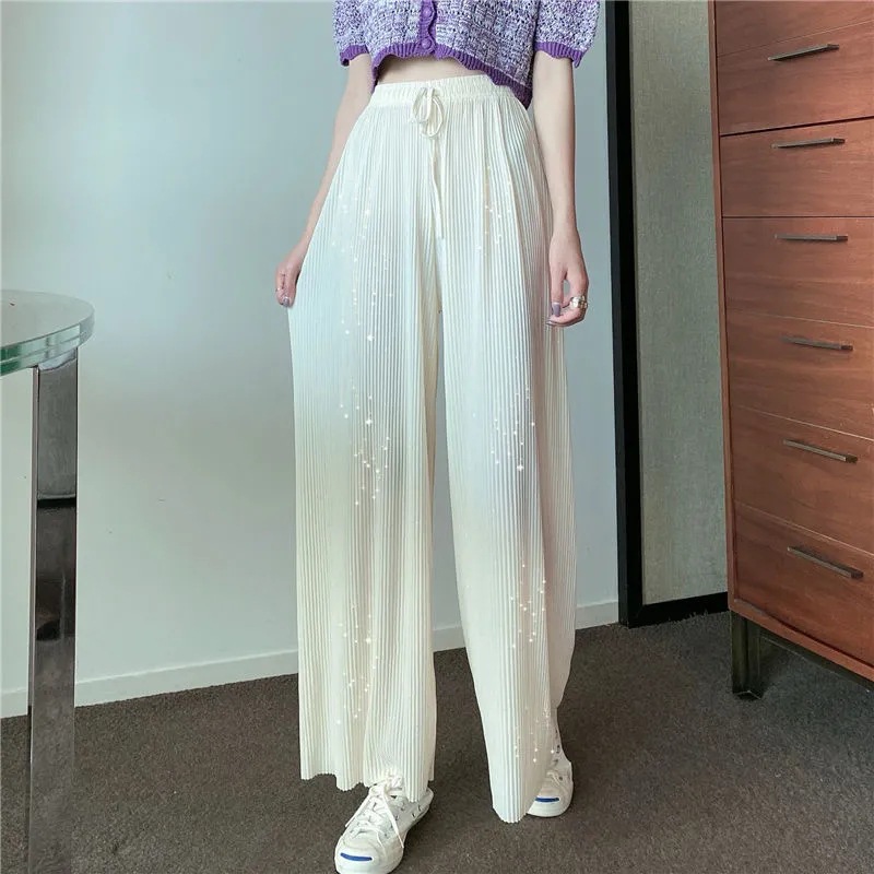 Cross-border Pleated Wide-leg Pants High-waist Slimming Trousers Loose All-match Trendy Casual Pants 2024 Straight-leg Pants