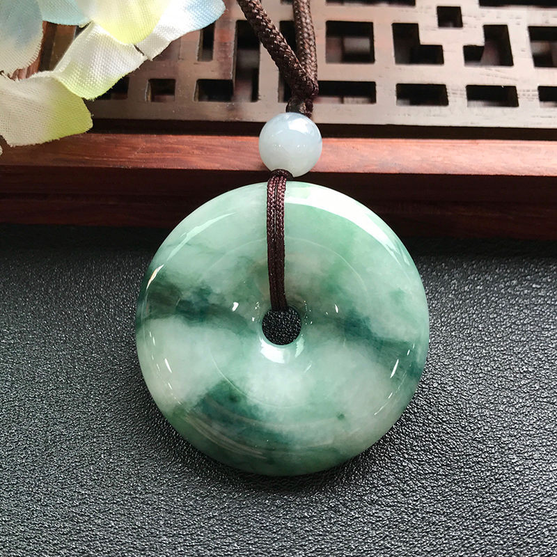 Xinyu Natural Jade Safety Buckle Pendant Floating Flower Jade Pendant Burma Old Mine Live