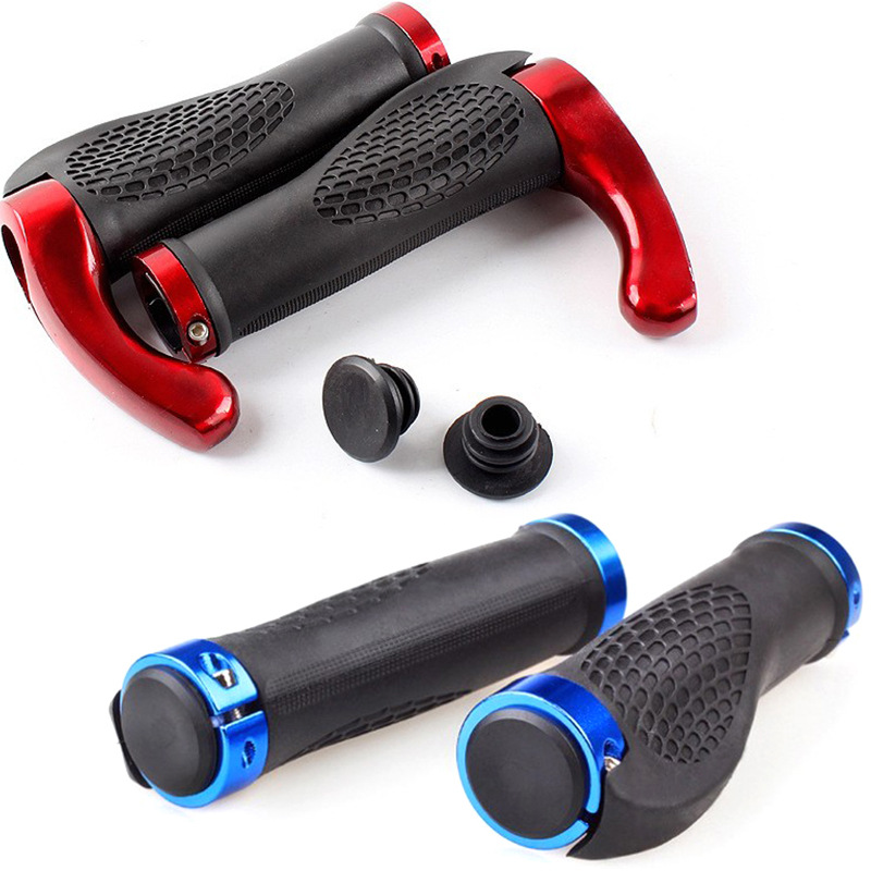 Self-propelled Mountain Bike Silicone Horn Handle Set Bilateral Lock Handle Set One-character Vice Handle Super Soft Meat Ball Handle Set