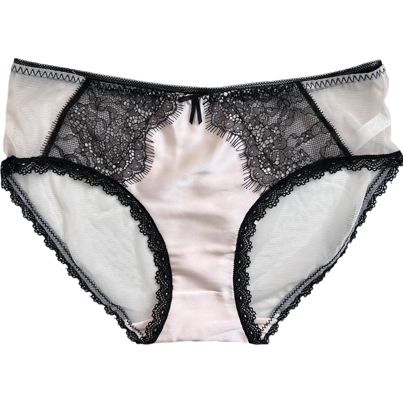 Women's dust luxury satin sexy lace underwear New Hot Mesh ultra-thin breathable briefs low waist